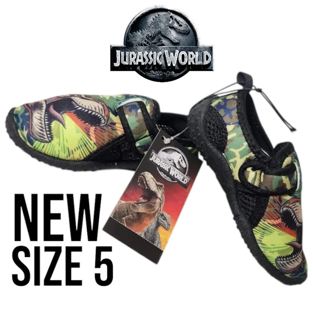 New Size 5 Jurassic Park sneakers water pool beach shoes Velcro dinosaur Toddler